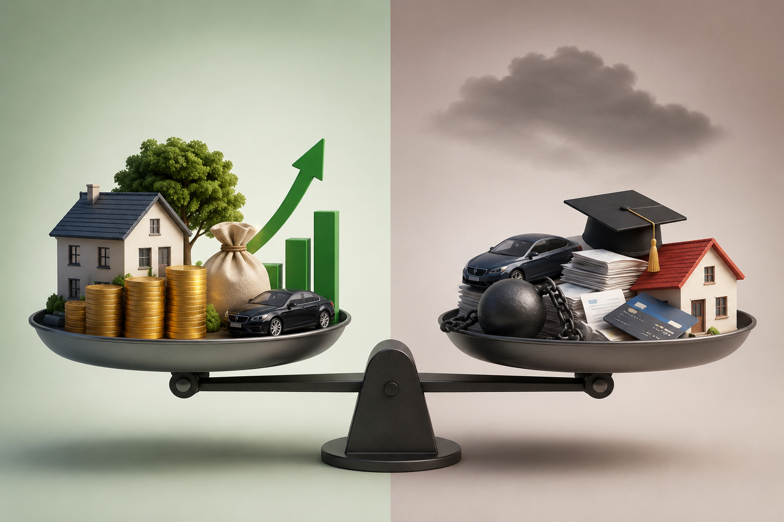 create a assets vs liabilities comparison